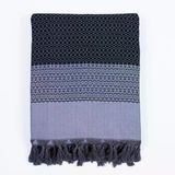 Püskül Çift Kişilik Yatak Örtüsü Ve Pike |%100 Pamuklu İnce Hafif Yazlık Battaniye | Boho Dekoratif Koltuk Örtüsü | Çok Amaçlı Çeyizlik Günlük Kullanım (Siyah-Gri, 200X250 Cm Çift