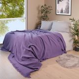 Püskül Lüks Muslin Battaniye, Pike,Yatak Örtüsü - Pamuk Muslin Kumaşından Hafif Dekoratif Yüksek Denizli Üretimi Üreticiden Direkt Satış - 240 x 260 cm - Turkuaz