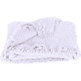 Püskül Lüks Muslin Koltuk Battaniyesi, Atma Throw TV Battaniye, 100% Pamuk Yüksek Kaliteli Muslin Pike Koltuk Örtüsü Şalı - Beyaz - 140 x 180 cm