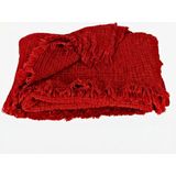 Püskül Lüks Muslin Koltuk Battaniyesi, Atma Throw TV Battaniye, 100% Pamuk Yüksek Kaliteli Muslin Pike Koltuk Örtüsü Şalı - Kırmızı - 140 x 180 cm