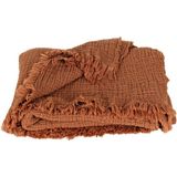 Püskül Lüks Muslin Koltuk Battaniyesi, Atma Throw TV Battaniye, 100% Pamuk Yüksek Kaliteli Muslin Pike Koltuk Örtüsü Şalı - Koyu Kahverengi - 140 x 180 cm