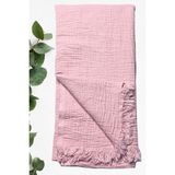 Püskül Lüks Müslin Plaj Havlusu Peştemal, 100% Pamuk Yüksek Kaliteli Yumuşak Çabuk Kuruyan Müslin Havlu - Açık Pembe - 90 x 180 cm