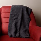 Püskül Lüks Muslin Tv Battaniyesi, Atma Throw Battaniye, Pamuk Yüksek li Pike, Örtü, Koltuk, Sandalye, Denizli Üretimi, Direkt Üreticiden Satış - 140 x 180 cm - Antrasit