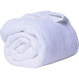 Püskül Lüks Müslin Yatak Örtüsü Çift Kişilik Ekstra Büyük - Yumuşak, Ince Pike, Yazlık Throw Battaniye - Beyaz - 240 x 260 cm