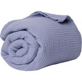 Püskül Lüks Müslin Yatak Örtüsü Çift Kişilik Ekstra Büyük - Yumuşak, Ince Pike, Yazlık Throw Battaniye - Gri - 240 x 260 cm