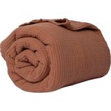 Püskül Lüks Müslin Yatak Örtüsü Çift Kişilik Ekstra Büyük - Yumuşak, Ince Pike, Yazlık Throw Battaniye - Toprak - 240 x 260 cm