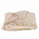 PÜSKÜL Müslin Koltuk Battaniyesi & Pike Tek Kişilik 135x170 cm, 100% Pamuk Ultra Yumuşak 4-Katlı Muslin Kumaş Havadar Dört Mevsim Dekoratif TV Battaniye Şalı (Natural, 135x170 cm Tv Battaniyesi)