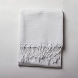 Püskül Sultan Peştemal Havlu, Plaj Spa Hamam Banyo Havlusu, 100% Pamuk Ucuz Peştemal Denizli Üretimi - 100 x 180 cm - Beyaz
