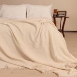 Püskül Tekstil Müslin Yatak Örtüsü, Müslin Çift Kişilik Pike, 4 Kat Müslin Kumaşı, Lüks, Kaliteli, Ekstra Yumuşak Müslin-Yat-Ort - 240 x 260 cm - Krem