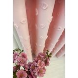 Püsküllü Şeker Pembe Keten Fon 1 / 3 Sık Pileli Fon, Perde, Tül, ( Tek Kanat ) - 230 x 230