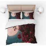 Pusula Home Ay Işığında Çiçekler 3D Desenli Dijital Baskılı Nevresim Takımı Çift Kişilik - 200 x 220 cm - Renkli
