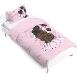 Pusula Home Balonlu Kız Çift Tarafı Dijital Baskılı Tek Kişilik Nevresim Takımı | Çocuk Nevresim Takımı - Pembe - 160 x 220 cm