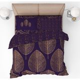 Pusula Home Gold Yapraklı 3D Dijital Baskılı Nevresim Takımı Çift Kişilik - 200 x 220 cm - Renkli
