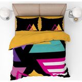 Pusula Home Renkli Geometri Desenli 3D Dijital Baskılı Nevresim Takımı Çift Kişilik - 200 x 220 cm