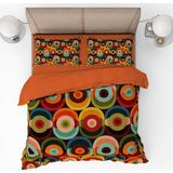 Pusula Home Retro Geometri Desenli 3D Dijital Baskılı Nevresim Takımı Çift Kişilik - 200 x 220 cm - Renkli