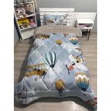 Pusula Home Welsoft Pofuduk Çift Taraflı Uçakllar Ve Balonlar Desenli Tek Kişilik Yorgan Uyku Seti