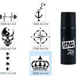 Pusula Taç Spray Tattoo Geçici Sprey Dövme Seti