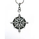 Pusula Tasarımlı Vegvisir Viking Temalı Gümüş Renk Metal Anahtarlık - İskandinav Mitolojisi Şans Tıl