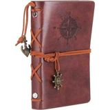 Pusula Temalı Deri Defter – Bağcıklı Nostaljik Retro Vintage Tasarım, Spiralli Denizci Konseptli Eskitme Sayfalı Çizgisiz Günlük Anı Hatıra Ajanda | Premium Hediyelik Seri - Acı Kahverengi