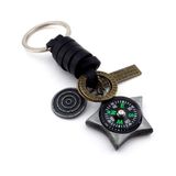 Pusulalı Yıldız Şeklinde Outdoor Gerçek Deri Metal Anahtarlık KC167
