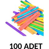 Puti 100 Adet Ahşap Renkli Dar Dil Çubuğu Abeslang Çubuğu Dar