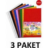 Puti 3 Paket Karışık Renk A4 Simli Eva 20X30 cm 10'lu