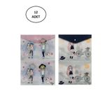 Puti Desenli A4 Çıtçıtlı Dosya Kızları 2 Desen (12 Li Paket)