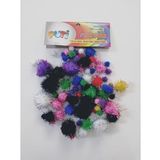 Puti Karışık Boy Metalik Pom Pom
