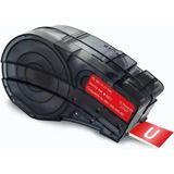 Puun Brady BMP21-LAB, BMP21-PLUS, M210, M210-LAB, M211 M21-500-595-RD 142795 Vinil Güçlü Yapışkanlı Kırmızı Üzerine Beyaz 12.70MM x 6,4m Muadil Şerit Etiket Kaseti