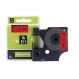 Puun Dymo D1 43617 6mm x 7 Mt. Muadil Kırmızı Etikete Siyah Yazı Şerit Etiket Kaseti