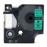 Puun Dymo D1 43619 6 mm x 7 mt Muadil Yeşil Etikete Siyah Yazı Şerit Etiket Kaseti