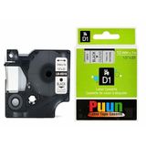Puun Dymo D1 45010 S0720500 12MM x 7 Mt. Muadil Şeffaf Etikete Siyah Yazı Şerit Etiket Kaseti Labelpoınt 100, 150, 200, 250, 300, 350