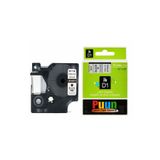 PUUN Dymo D1 45010 S0720500 12mm X 7 Mt. Uyumlu Şeffaf Etikete Siyah Yazı Şerit Etiket Kaseti