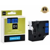 Puun Dymo D1 45806 S0720860 19mm X 7 Mt. Muadil Mavi Etikete Siyah Yazı Şerit Etiket Kaseti, DBR-101