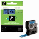 Puun Dymo D1 45806 S0720860 19mm X 7 Mt. Muadil Mavi Etikete Siyah Yazı Şerit Etiket Kaseti, WE-101