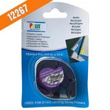 Puun Dymo Letratag Muadil Bant 12267 12MMX4M Plastik Şeffaf Etikete Siyah Yazı Şerit Etiket Kaseti