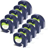 Puun Dymo Letratag Muadil Bant 59421 721510 Beyaz Kağıt Etikete Siyah 12MM x 4 mt 10 Adet