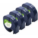 Puun Dymo Letratag Muadil Bant 59421 721510 Beyaz Kağıt Etikete Siyah 12MM x 4 mt 4 Adet