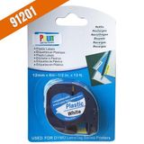 Puun Dymo Letratag Muadil Bant 59422 91201 12MMX4M Plastik Beyaz Etikete Siyah Yazı Şerit Etiket Kaseti