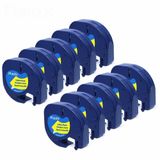 Puun Dymo Muadil Letratag Bant 91202 (91332 91222 59423) Sarı Plastik Etikete Siyah 4m x 12MM 10 Adet