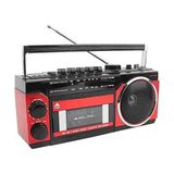 Puxing PX-250 Bt Retro Kaset Çalar Bluetooth Hoparlör USB Sd Mp3 Çalar Fm Am Sw Radyolu Kırmızı Nostaljik Teyp - Siyah - Kırmızı