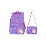 Puzmo Waddellbag Kız Çocuk Mor Unicorn Ilkokul Sırt Çantası ve Beslenme Çantası