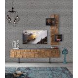 Puzzle 2 Parçalı Tv Ünitesi Doğal Ladin Ahşap
