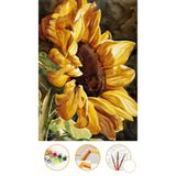 Puzzle Sayılarla Boyama TUVAL ÇERÇEVELİ GERİLMİŞ BOYA FIRÇA HEDİYELİ AY ÇİÇEĞİ