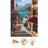 Puzzle Sayılarla Boyama Tuval Seti Fırça Boya Dahil (çıtalı) -Deniz mANZARA