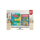 PUZZLELAND Yükselen Zeka Eğlenceli Çocuk Atlası Dev Boy + Totteriq 260 Parça Dünya Haritası Puzzle Seti