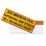 Pvc Arkası Yapışkanlı Raf Önü Fiyat Etiketliği 38x100mm.50'li Pk.