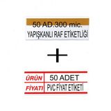 Pvc Arkası Yapışkanlı Raf Önü Fiyat Etiketliği + Silinebilir Raf Etiketi 50'Li Set