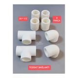 Pvc Boru 20*1/2 Pprc Kalorifer Doğalgaz Su Tesisatı Bağlantı Parçaları Seti ** 8 Parça
