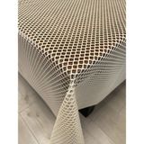 Pvc Dantel Görünümlü Petek Desen Masa Örtüsü - 140 x 220 cm - Krem